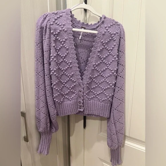 NWT- Free People Women's Polly Bobble Crop Cardigan - Picture 3 of 8